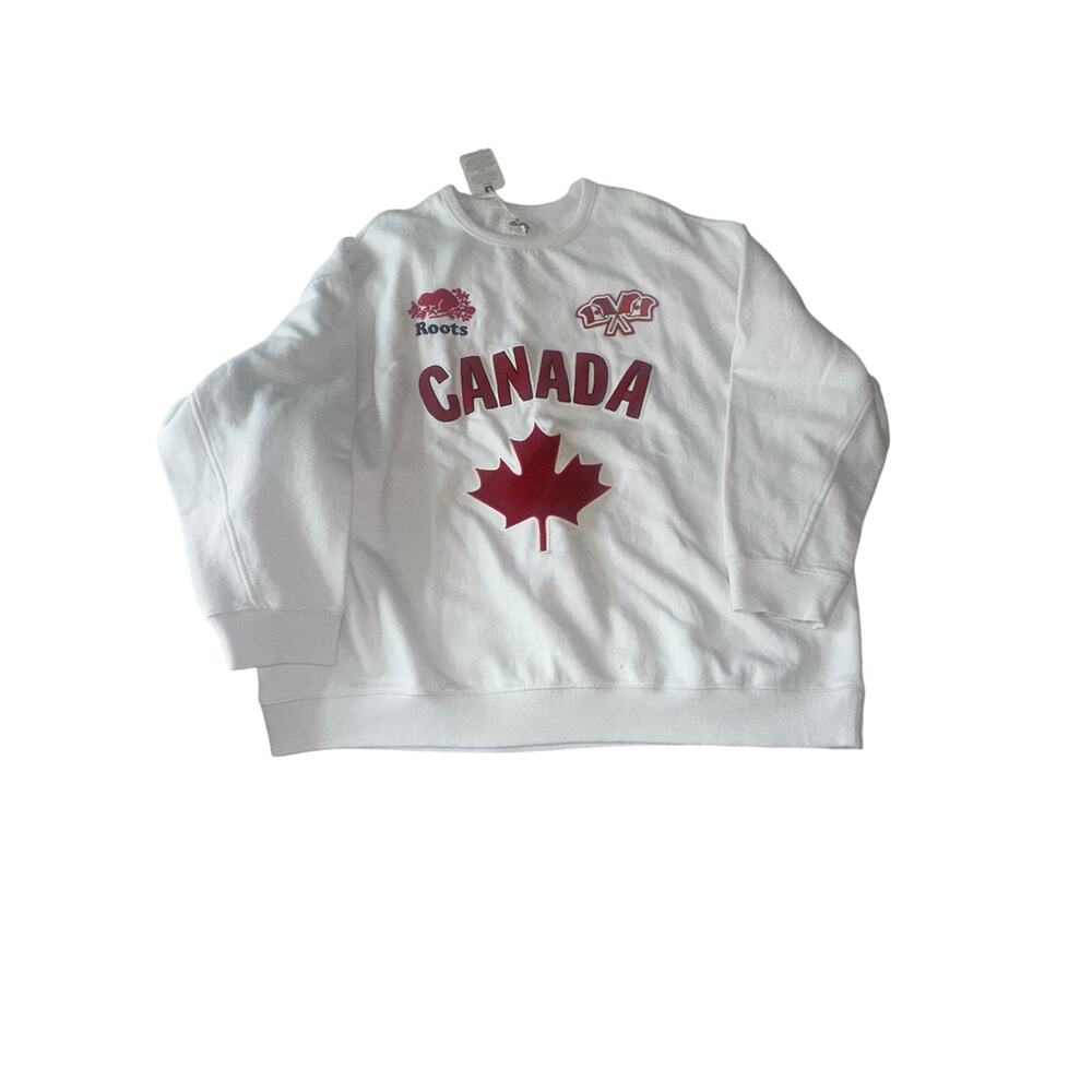 Roots Team Canada Crewneck Sweatshirt Womens 4XL XXXXL White Red Maple Leaf NWT